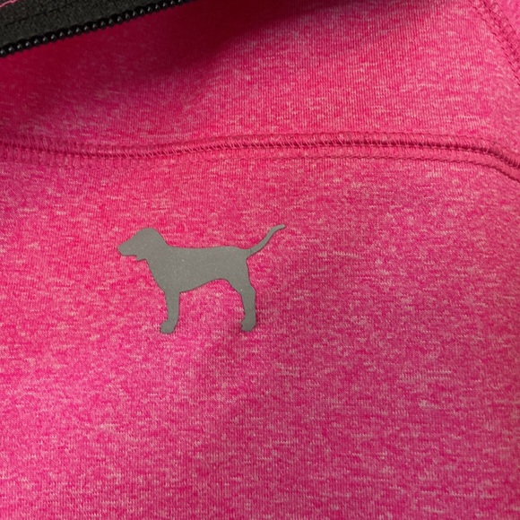 ✨ HOST PICK! Victoria’s Secret PINK women’s M hot pink/black 1/4 zip pullover - Picture 3 of 6